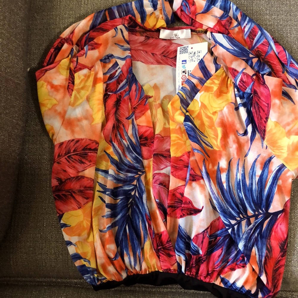 Tropical print body suit.